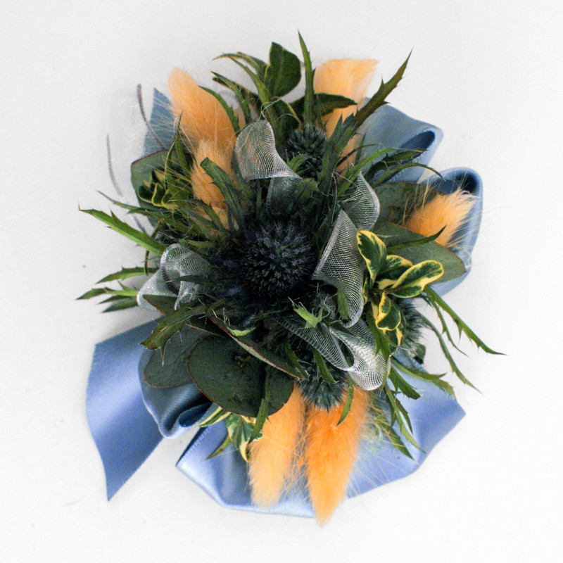 Earthy Elegance Blue Thistle Corsage - Same Day Delivery