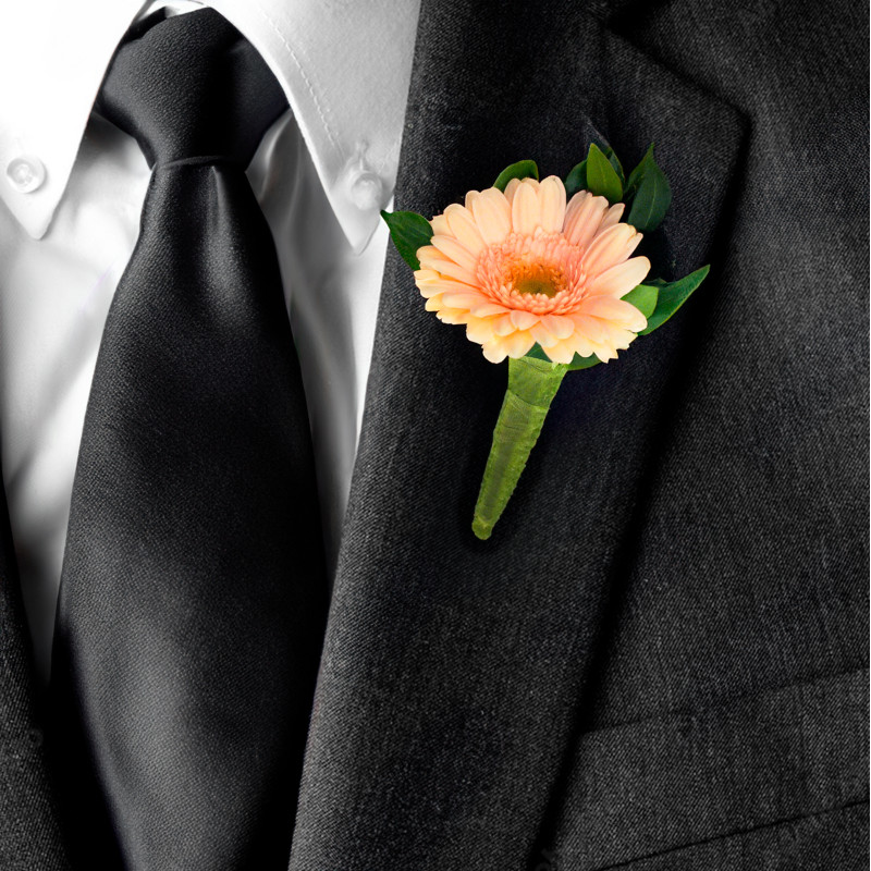 Blush Gerbera Daisy Boutonniere - Same Day Delivery