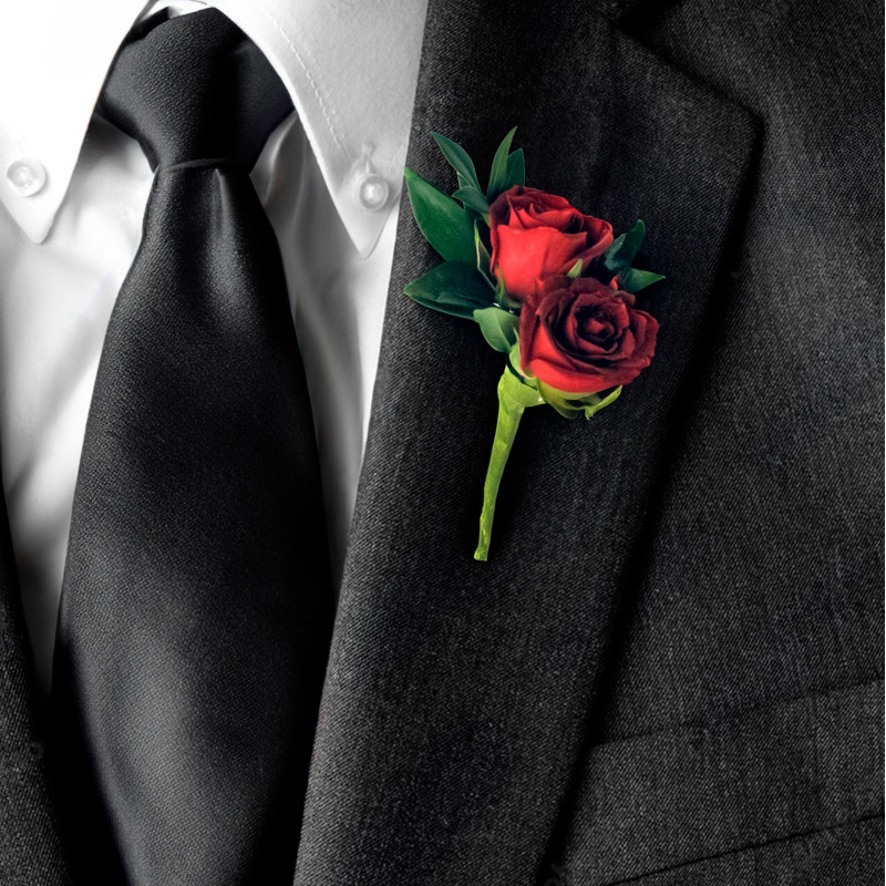 Best Selling Spray Rose Boutonniere Red - Same Day Delivery