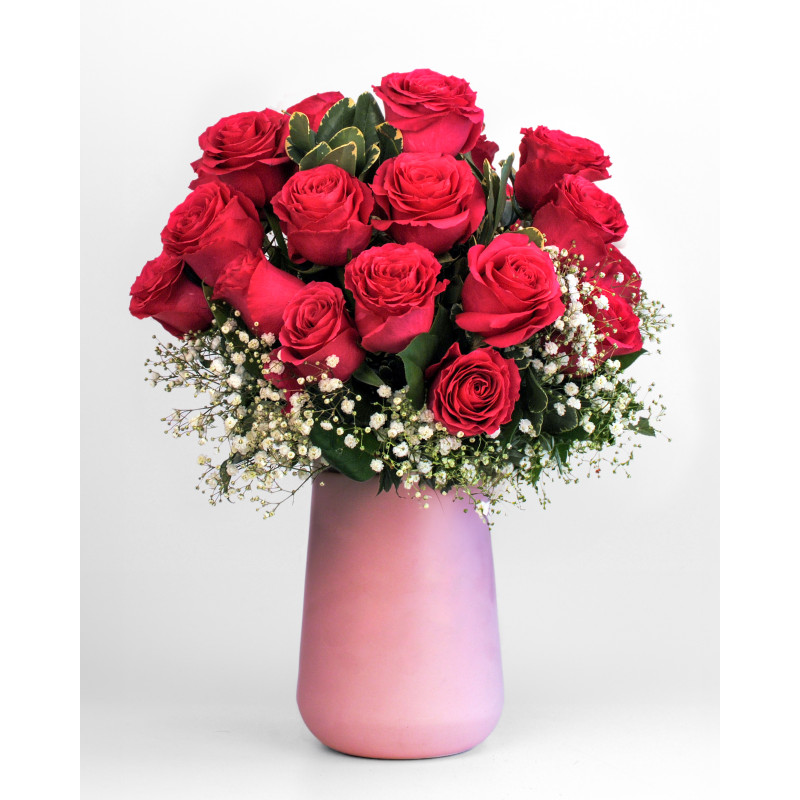 Modern Love Double Dozen Hot Pink Rose Bouquet - Same Day Delivery