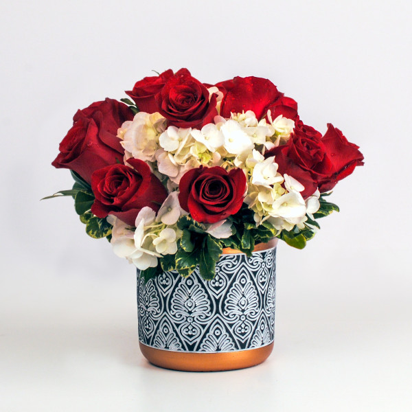 Love in Bloom Petite Red Rose and Hydrangea Bouquet