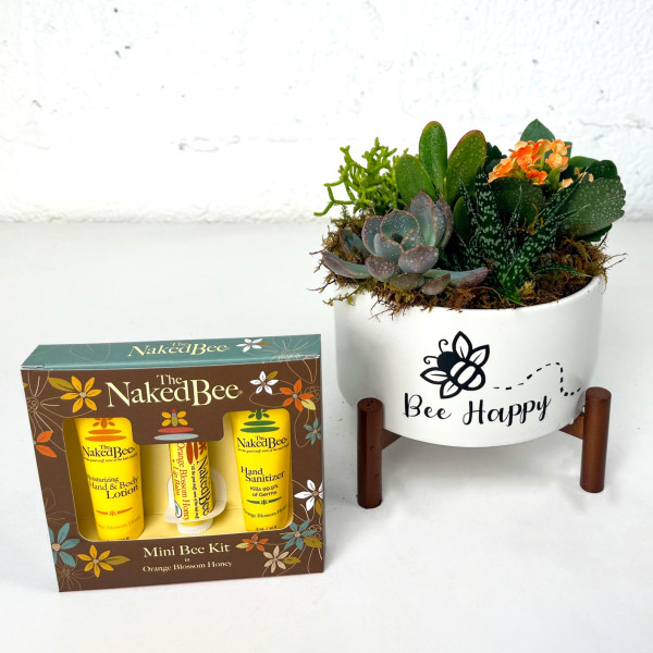 Bee Happy Planter with Mini Naked Bee Kit