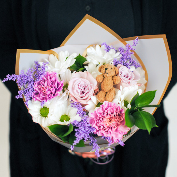 Bear Hugs and Blossoms Bouquet