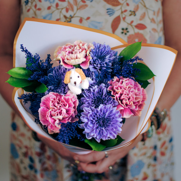 Purple Pup Posy Bouquet
