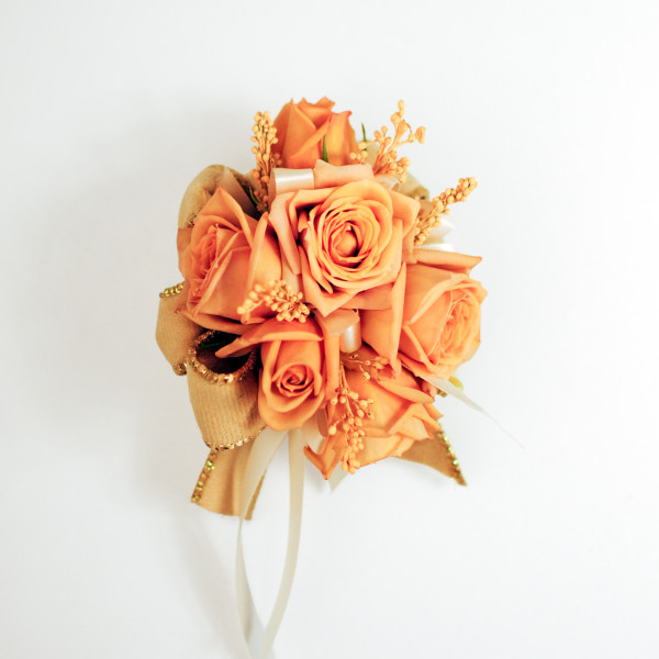Latte Peach Glow Wrist Corsage