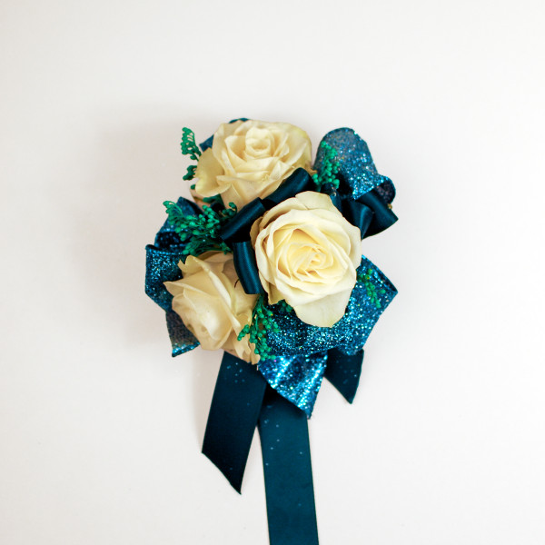 Teal Sparkle Wrist Corsage