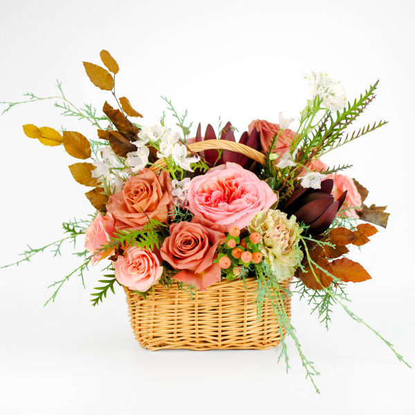 Sunbaked Blush Basket Bouquet
