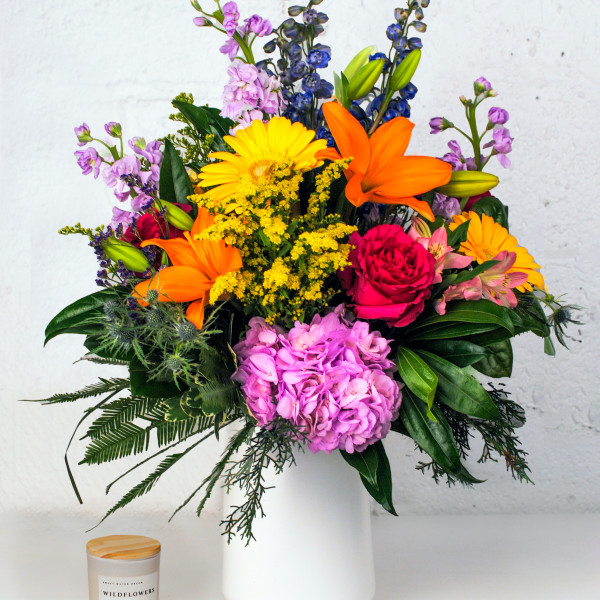 Wildflower and Salt Bouquet and Candle Duo