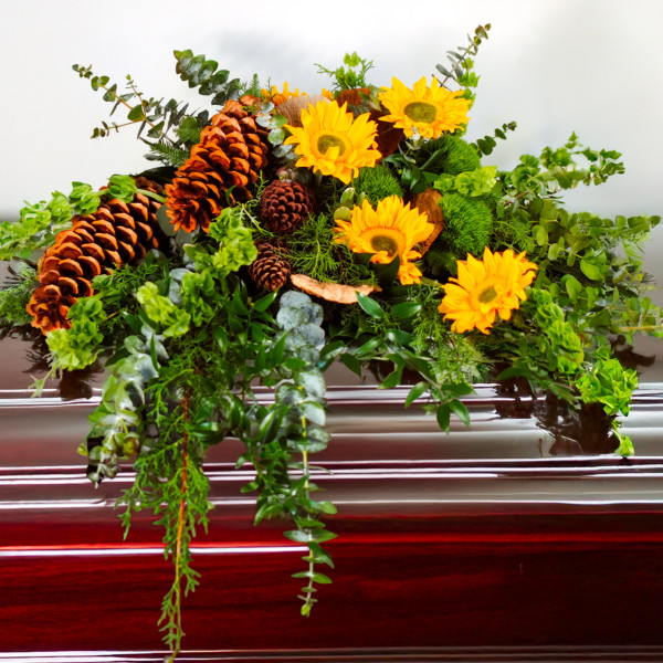 Woodland Grace Casket Spray Sunflowers