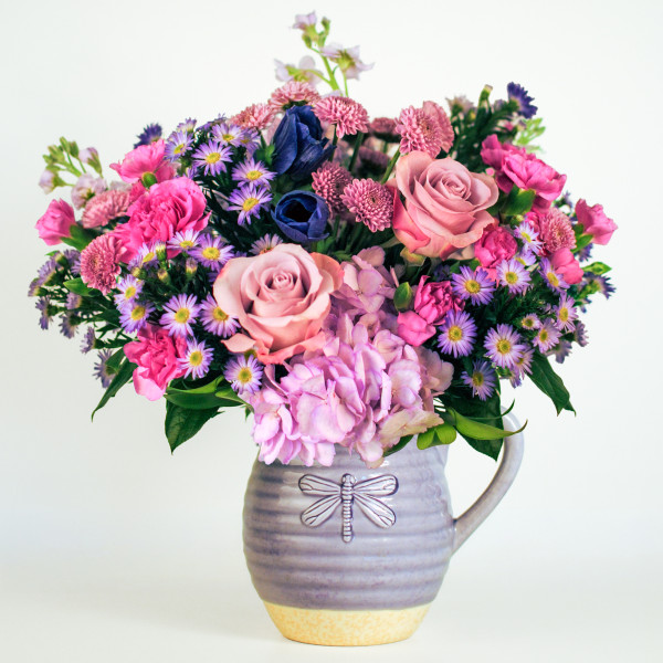 Dragonfly Garden Pitcher Bouquet