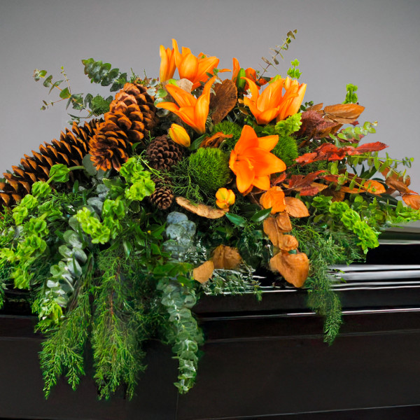 Woodland Grace Casket Spray Lilies