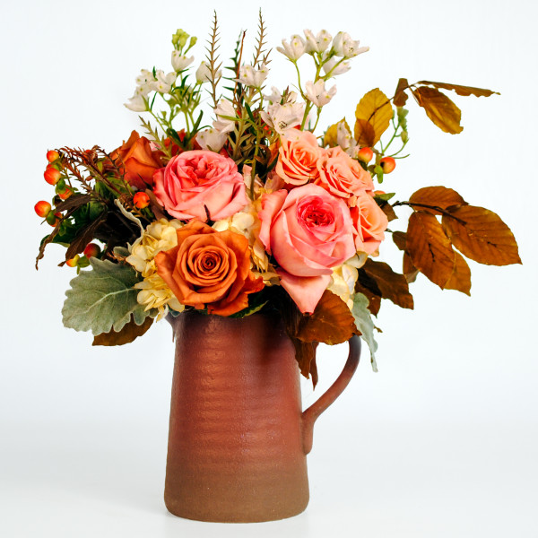 Harvest Rose Pitcher Bouquet