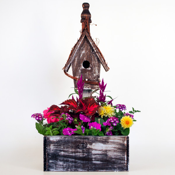 Rustic Birdhouse Porch Planter