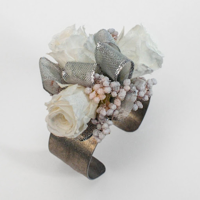 Timeless Cuff Corsage White Silver  - Same Day Delivery