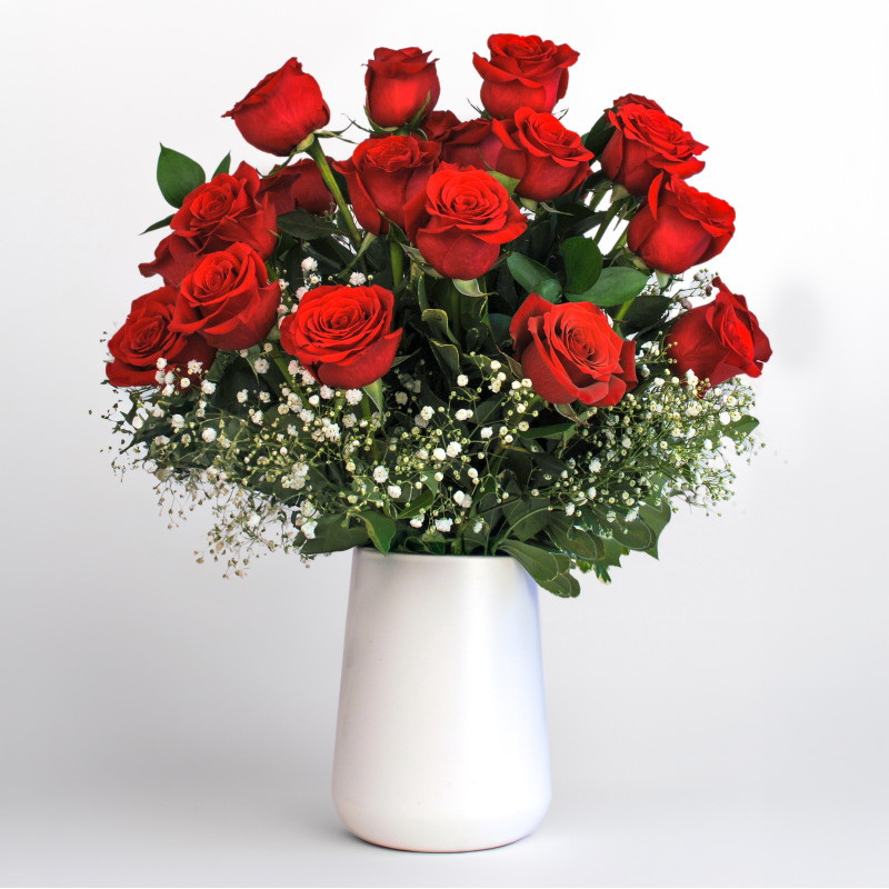 Modern Love Double Dozen Red Rose Bouquet - Same Day Delivery