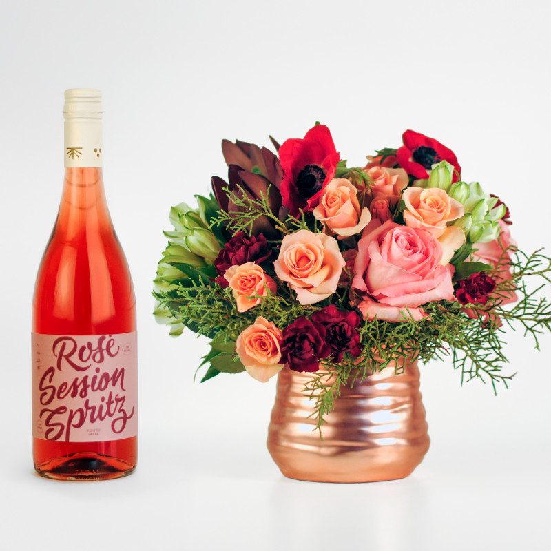 Rose and Holiday Blush Celebration Bundle - Same Day Delivery