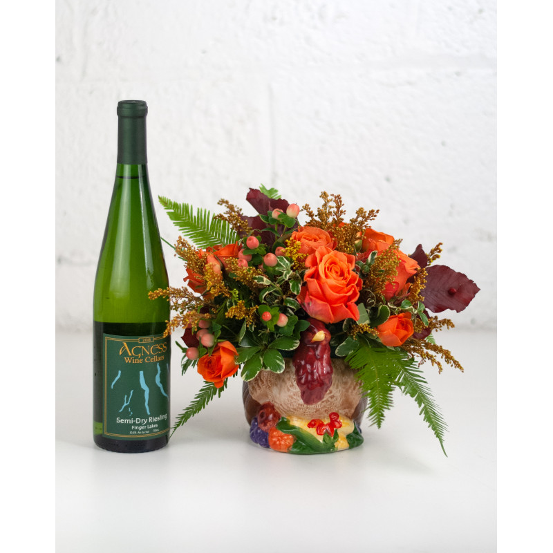 Turkey Centerpiece and Semi Dry Riesling Duo - Same Day Delivery