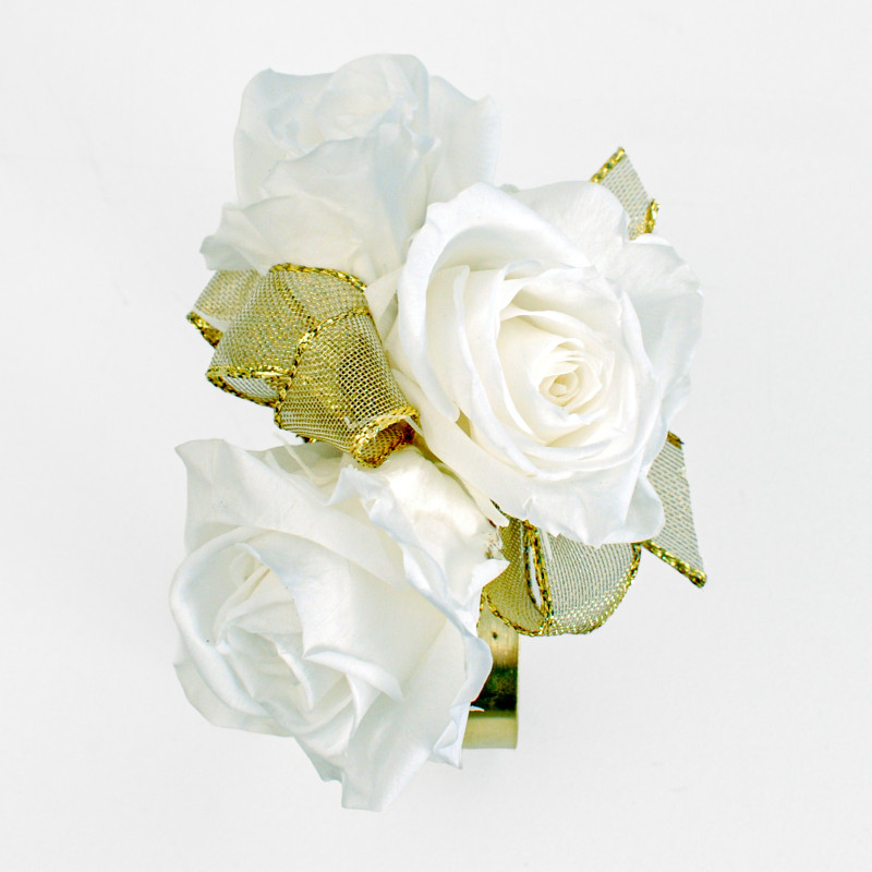 Timeless White and Gold Cuff Corsage - Same Day Delivery