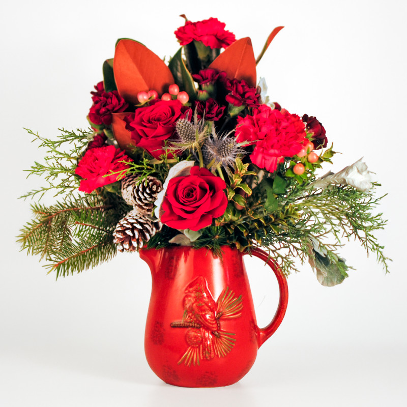 Christmas Cardinal Bouquet - Same Day Delivery