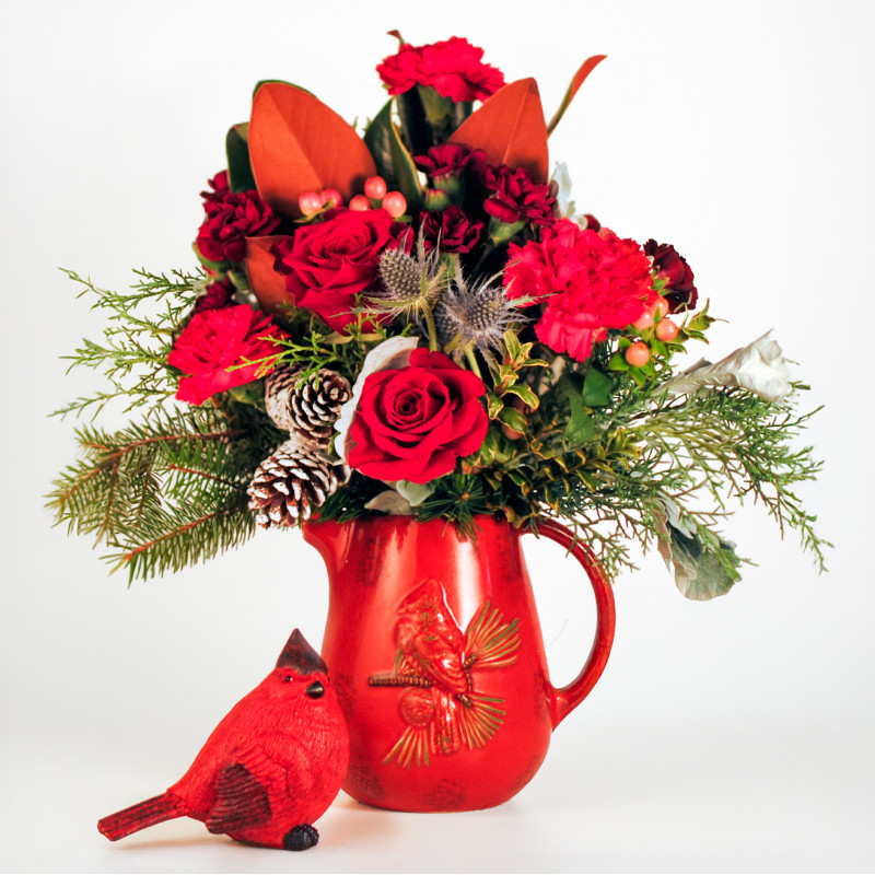 Christmas Cardinal Bouquet - Same Day Delivery