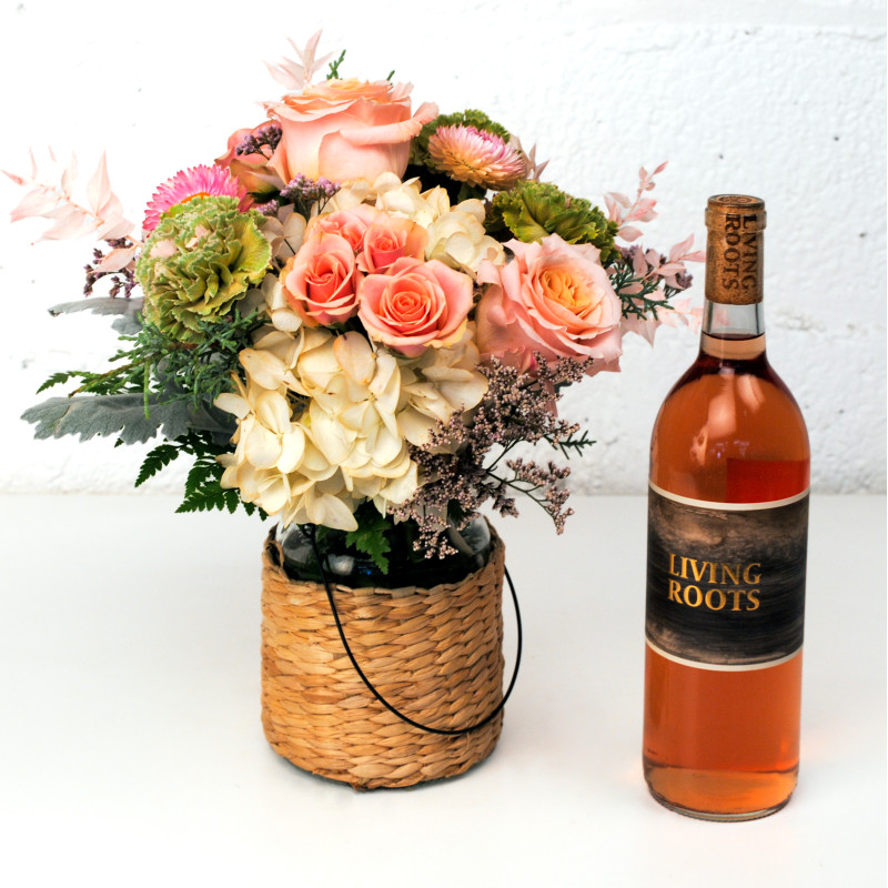 Secret Blush Bouquet and Rose Wine Duo - Same Day Delivery
