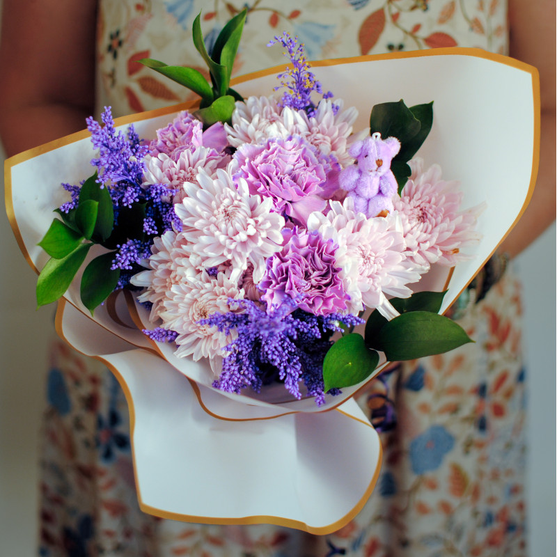 Lavender Teddy Blooms Bouquet - Same Day Delivery