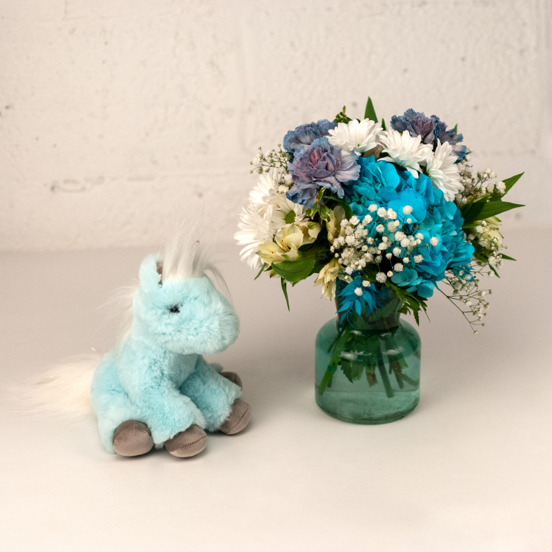 Bonnie the Unicorn and Bouquet - Same Day Delivery