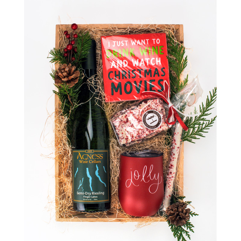 Wine and Watch Christmas Movies Basket - Same Day Delivery