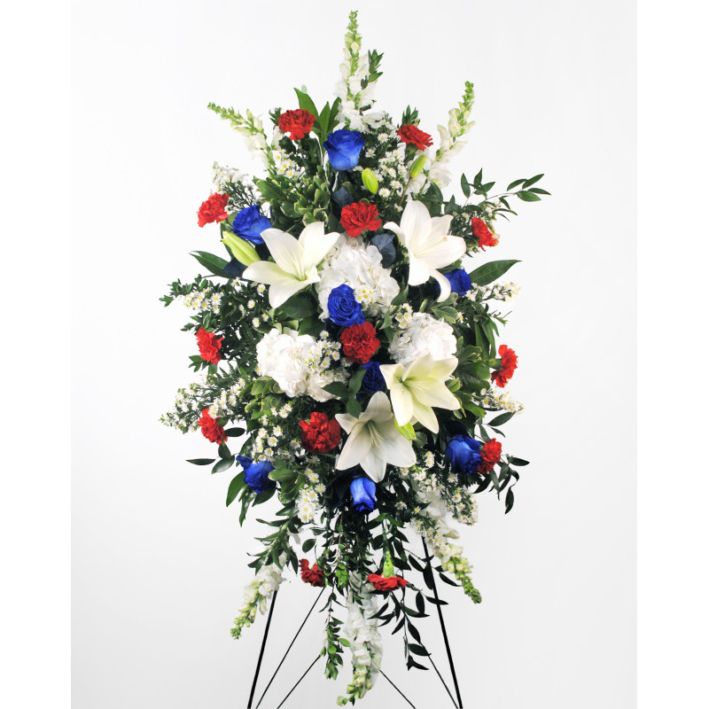 Stars and Stripes Condolence Easel Spray  - Same Day Delivery