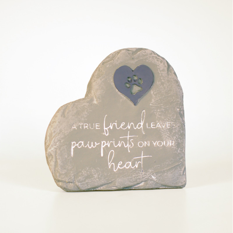 Paw Prints On Your Heart Memorial Stone - Same Day Delivery