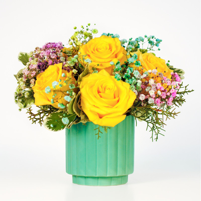Rainbow Rose Bouquet Yellow - Same Day Delivery