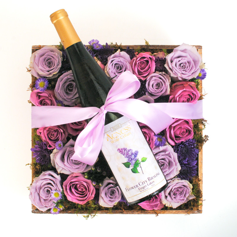 Violet Vibes and Flower City Riesling Garden Luxe Box - Same Day Delivery