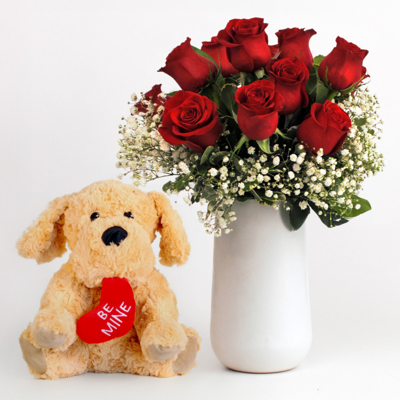 Must Love Dogs Dozen Rose Pairing - Same Day Delivery