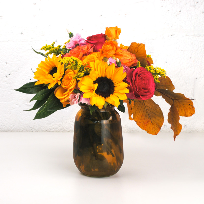 Amber Skies and Bright Blooms Bouquet - Same Day Delivery