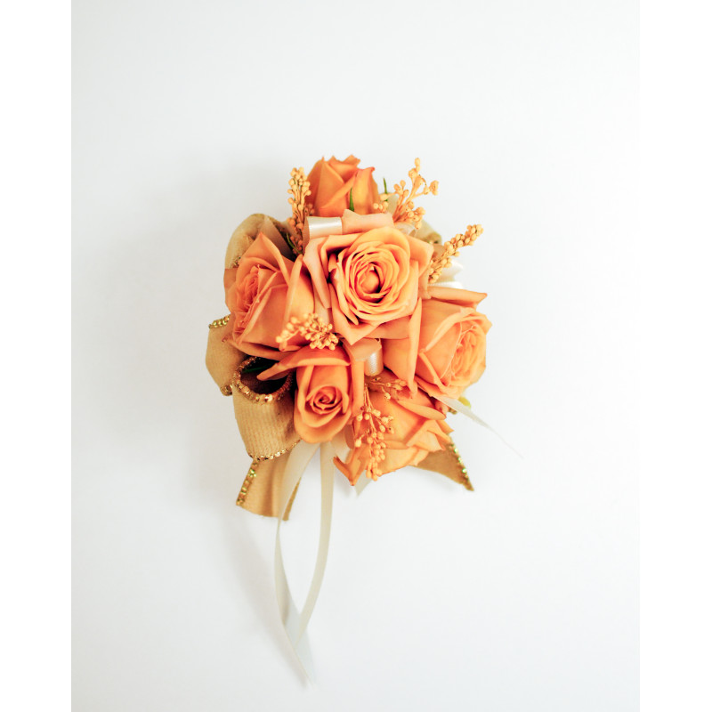 Latte Peach Glow Wrist Corsage - Same Day Delivery