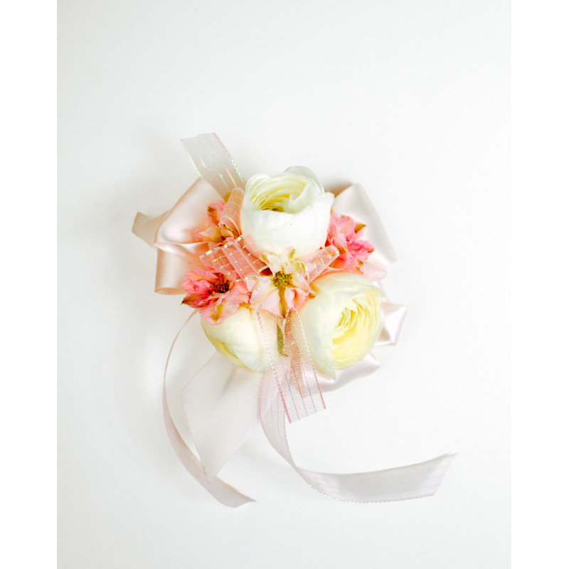 Champagne Blush Ranunculus Wrist Corsage - Same Day Delivery