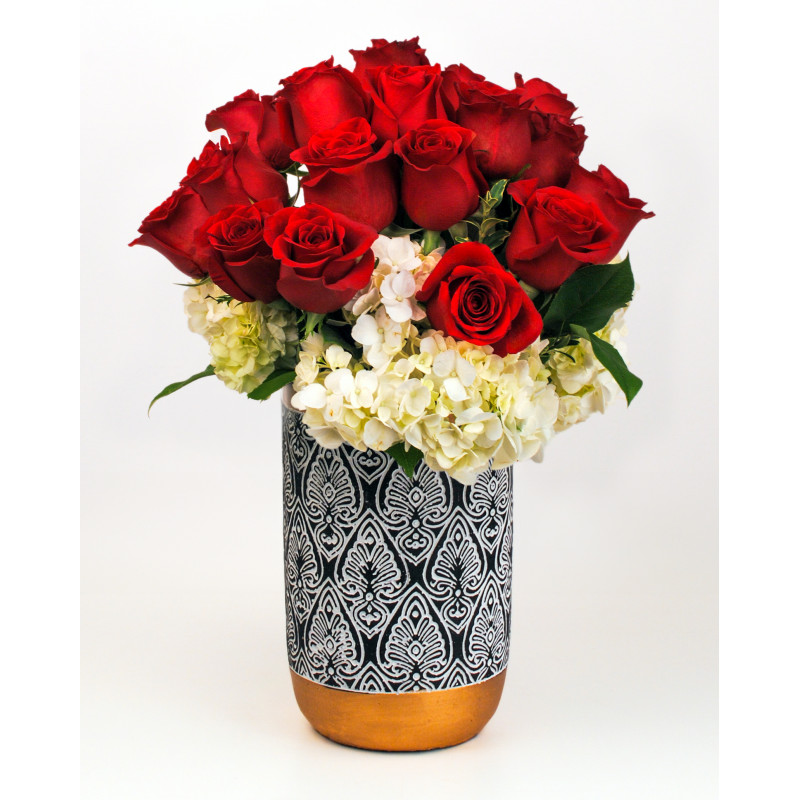 Love in Bloom Grande Red Rose and Hydrangea Bouquet - Same Day Delivery