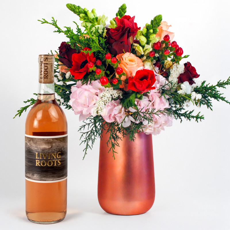 Blush Blooms & Wine Pairing - Same Day Delivery