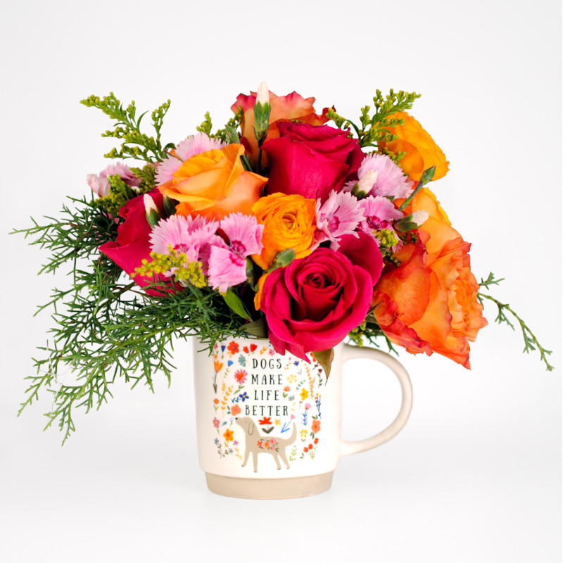 Dogs Make Life Better Mug Bouquet - Same Day Delivery