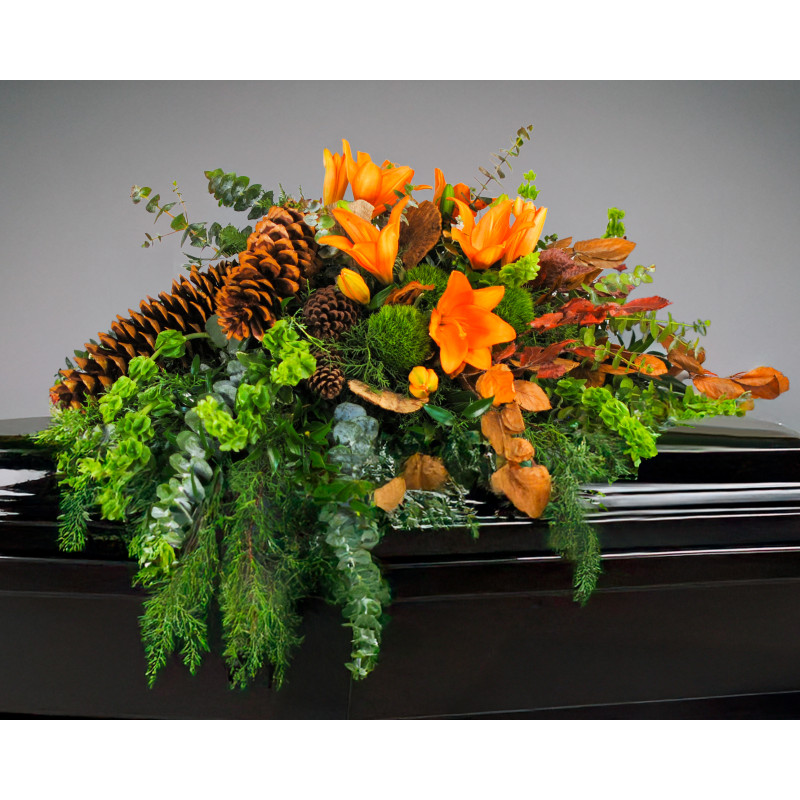 Woodland Grace Casket Spray Lilies - Same Day Delivery