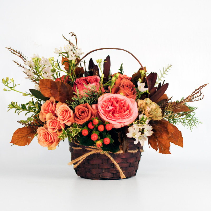 Sunbaked Blush Basket Bouquet - Same Day Delivery
