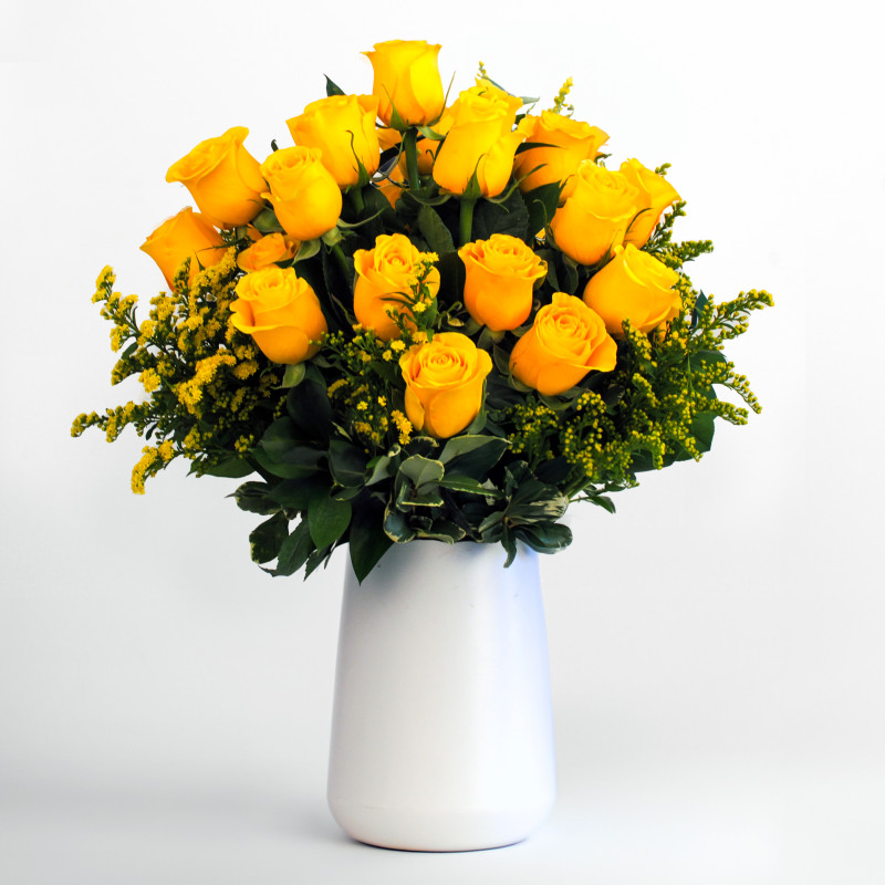 Modern Love Double Dozen Yellow Rose Bouquet - Same Day Delivery