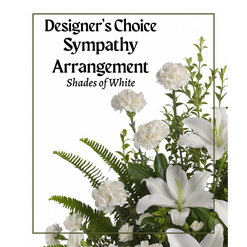 Designer Choice Sympathy Arrangement Shades of White - Same Day Delivery