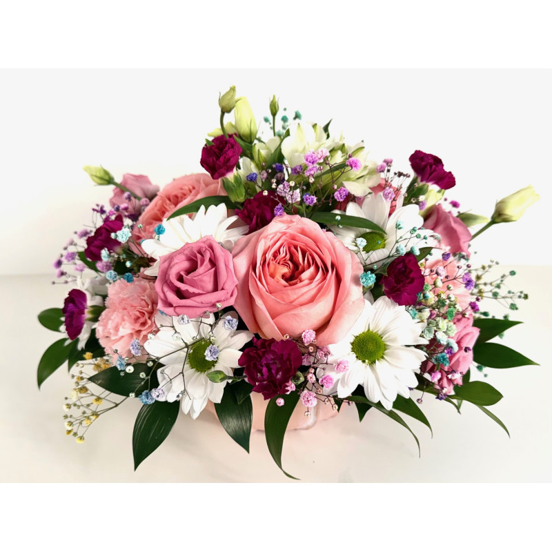 Blushing Meadow Centerpiece - Same Day Delivery