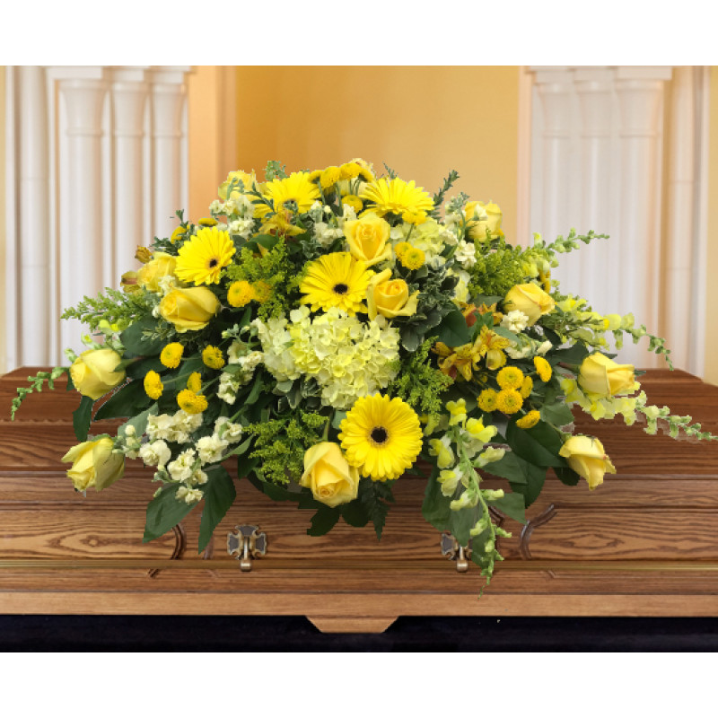 Yellow Sympathy Casket Spray - Same Day Delivery