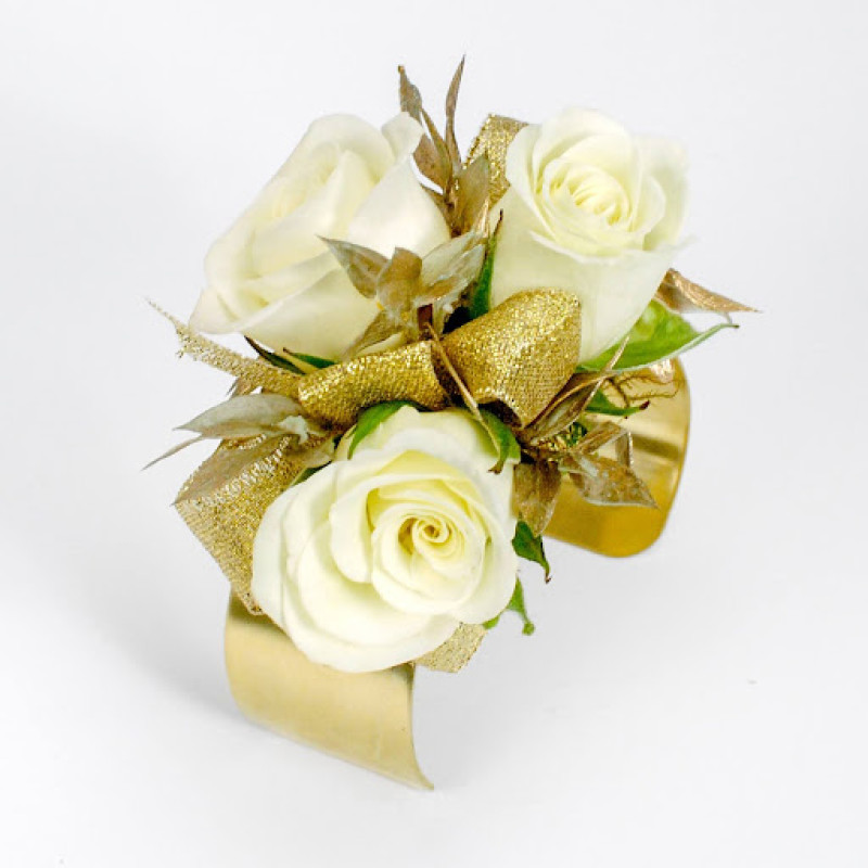 Gold Cuff Spray Rose Corsage - Same Day Delivery