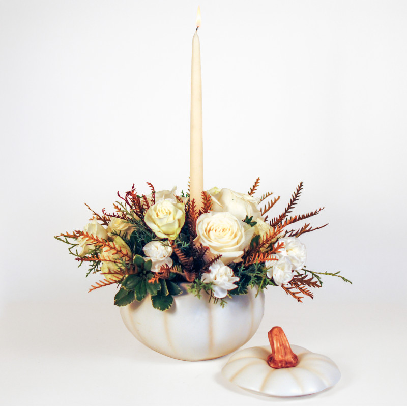 Ivory Harvest Candle Centerpiece - Same Day Delivery