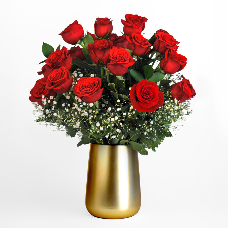 Golden Love Dozen Roses - Same Day Delivery
