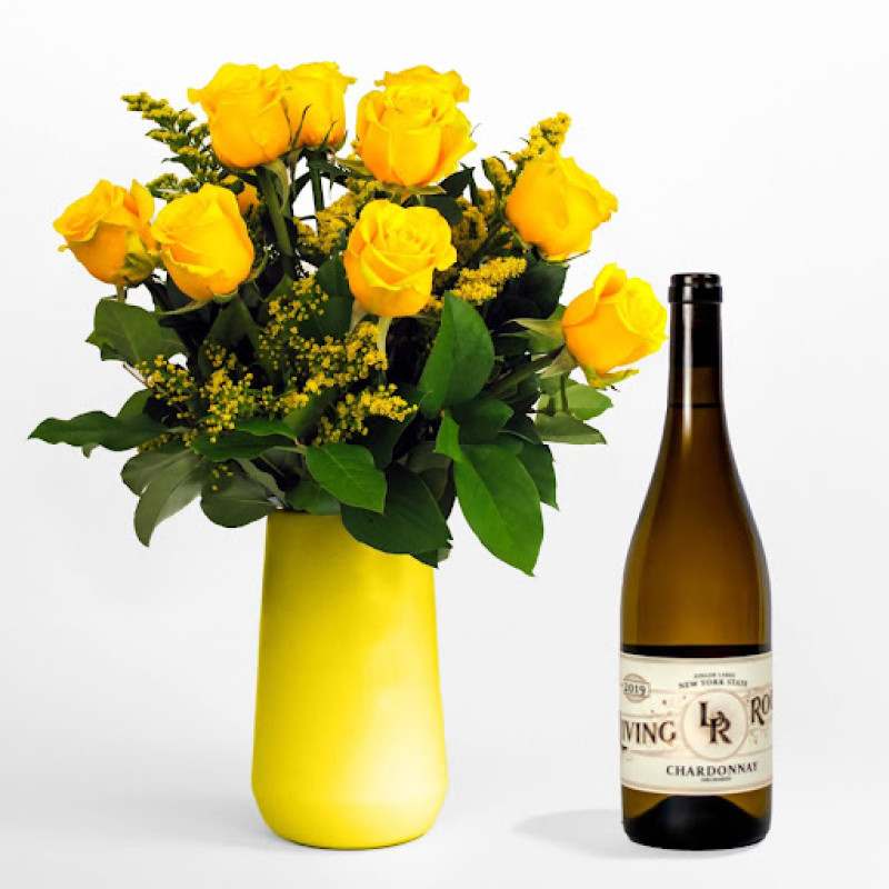 Chardonnay and Yellow Modern Love Dozen - Same Day Delivery